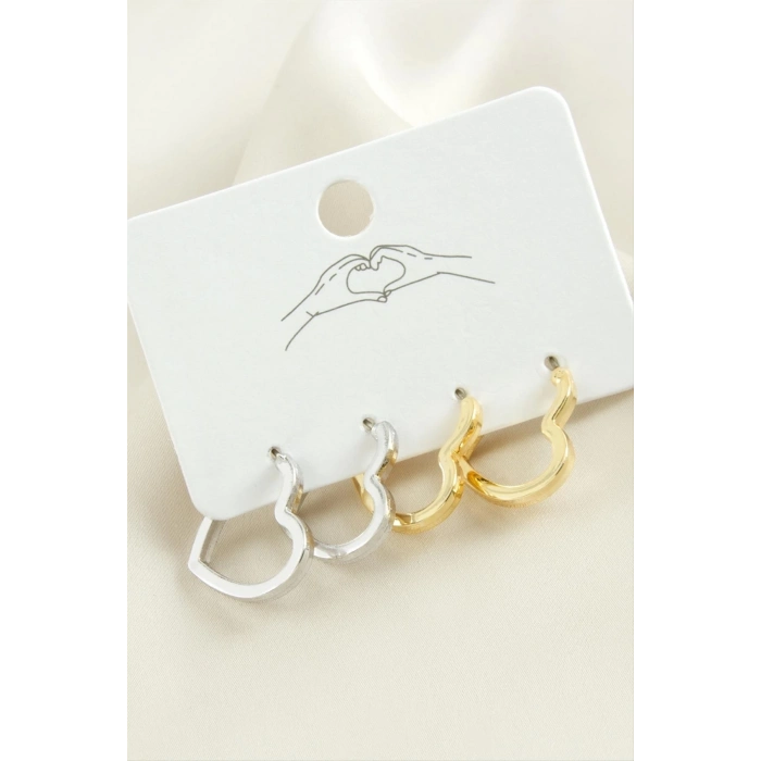 ÇOK SATAN 4 Adet Kalp Metal Küpe