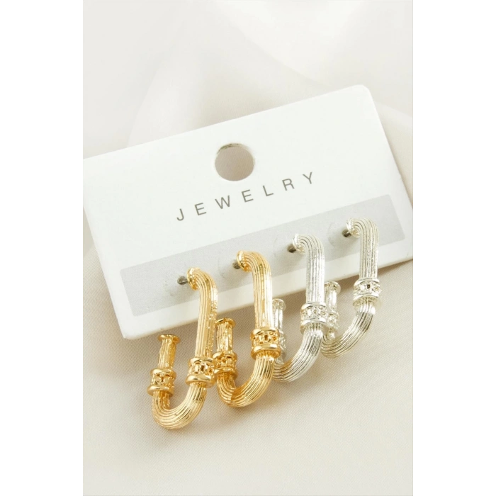 ÇOK SATAN 4 Adet Oval Halka Küpe