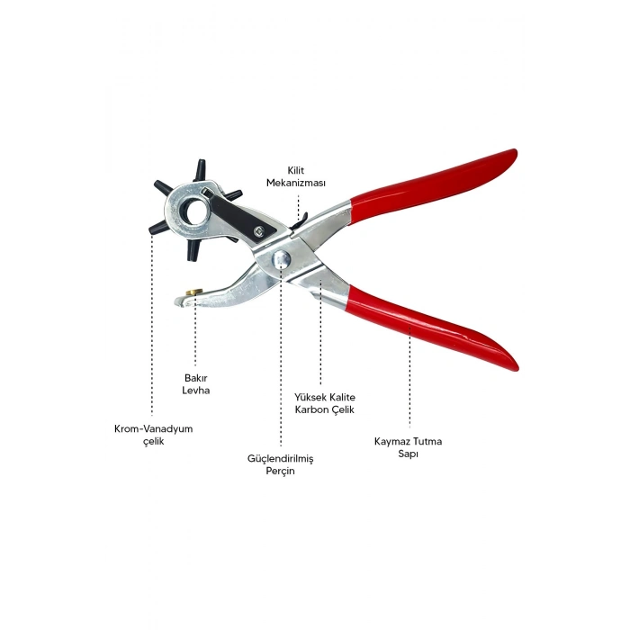 ÇOK SATAN 6 Başlıklı Döner Kemer Delme Aleti Metal Delik Açıcı Pense, Deri Kanvas Kemer Delme Makinesi