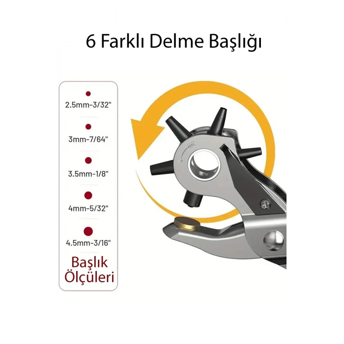 ÇOK SATAN 6 Farklı Uçlu Kemer Delme Pensesi Deri Kemer ve Kumaş İçin Ayarlanabilir Delik Açıcı El Aleti