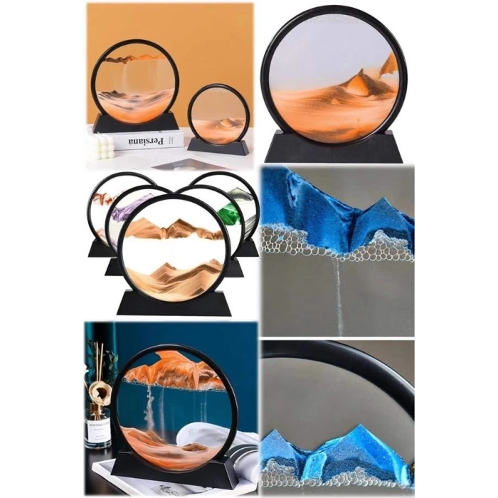 ÇOK SATAN 7 Inç Mavi Orta Boy Dekoratif Yuvarlak Şık Kum Tablosu Modern Dekoratif Süs