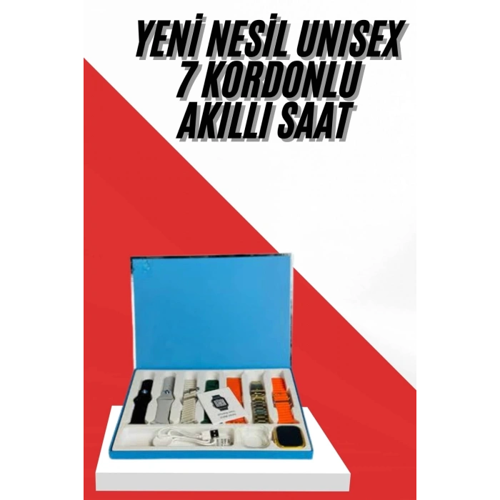 ÇOK SATAN 7 Kordonlu Unisex Akıllı Saat Çoklu Kordon Seçeneği Amoled Ekran