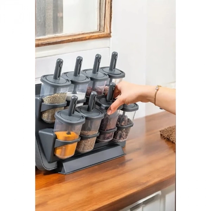 ÇOK SATAN 8li Standlı Kaşıklı Baharatlık Seti