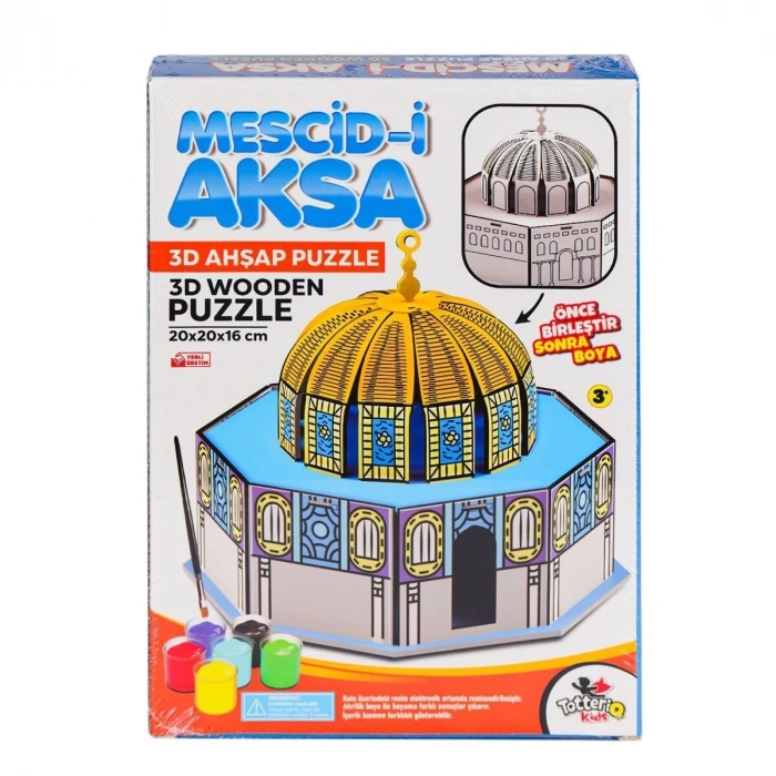 ÇOK SATAN 8209 Mescid-i Ahka 3D Ahşap Puzzle ve Boyama -Totteriq