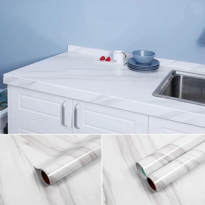 ÇOK SATAN Açık Mermer Desenli Yapışkanlı Kaplama Kağıdı  Büyük Boy 5 Metre