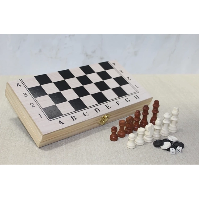 ÇOK SATAN Ahşap Kutulu Satranç Tavla Seti Alk4021