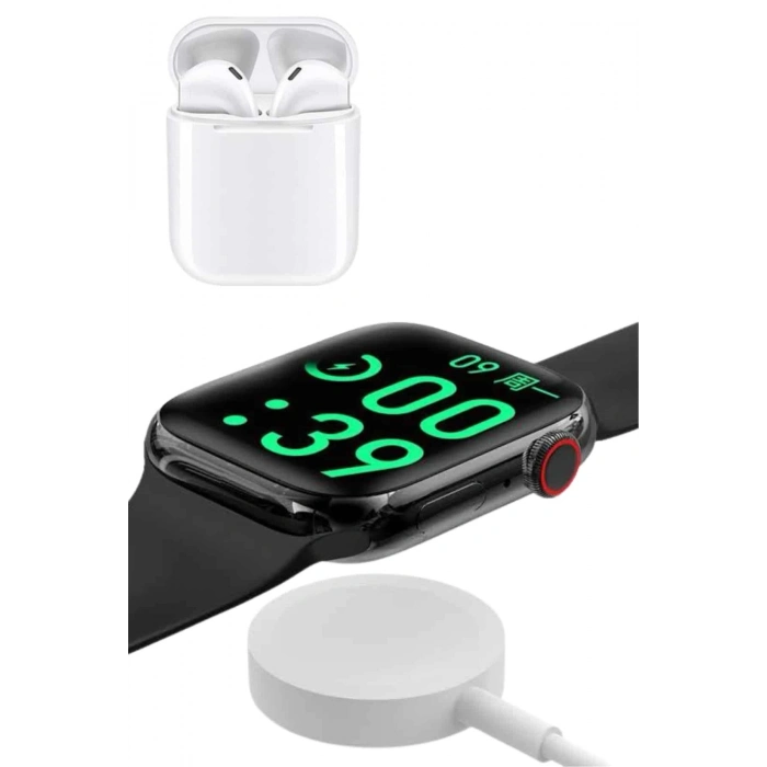 ÇOK SATAN Akıllı Saat Gümüş Kasa Bluetooth Kulaklık Hediyeli Çok Fonksiyonlu İkili Set
