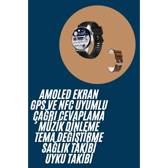 ÇOK SATAN Akıllı Saat Yuvarlak Ekran Sesli Görüşme Özellikli Siyah Akıllı Unisex Kol Saati