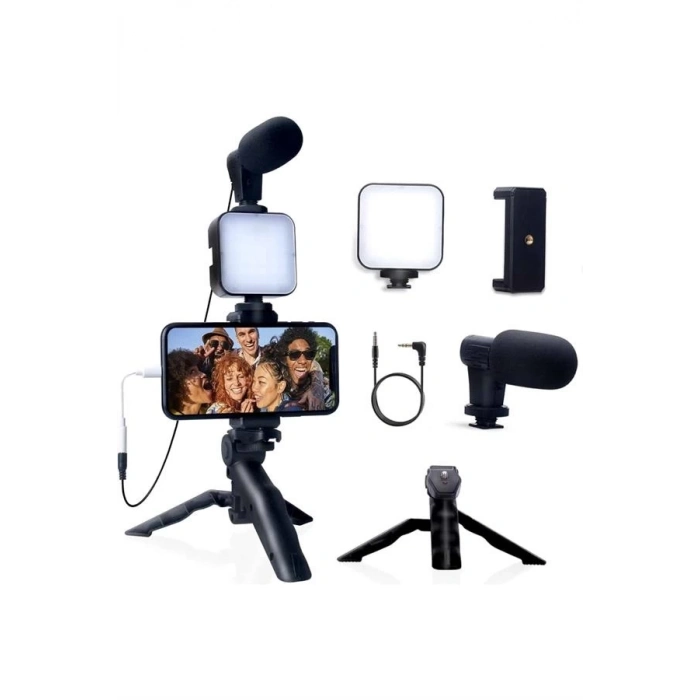 ÇOK SATAN Akıllı Telefon Vlog Kiti Tripod Mini Mikrofonlu Telefon Tutucu