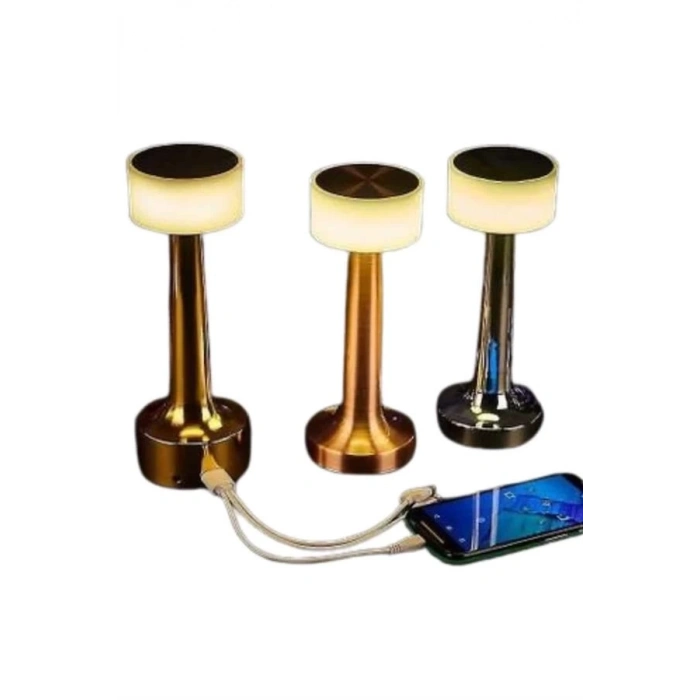 ÇOK SATAN Altın Rengi Masa ve Gece Lambası Dokunmatik Şarjlı Masa Lambası