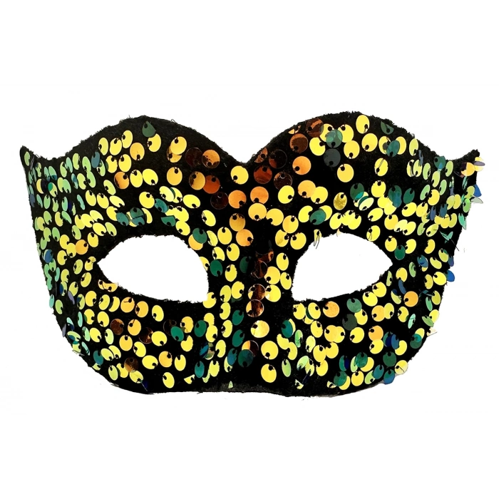 ÇOK SATAN Altın Renk Pul Payet İşlemeli Balo Maskesi