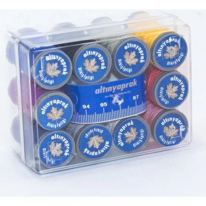 ÇOK SATAN Altın Yaprak Mezuralı Dikiş İpliği Seti 10lu Kutulu