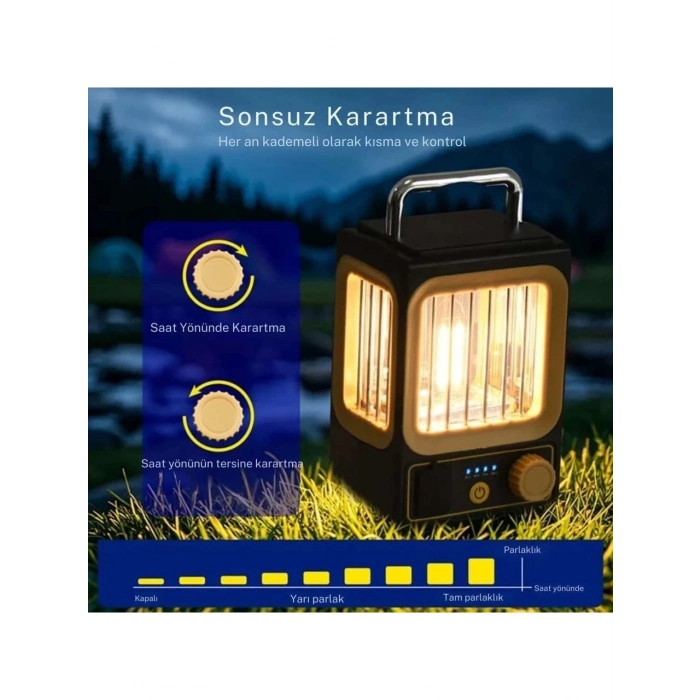 ÇOK SATAN Ampul Solar Şarj Edilebilir 12 Led 1 Rustikli Led Kamp Lambası