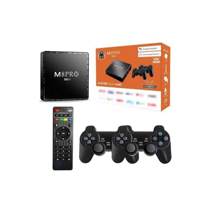 ÇOK SATAN Android Tv Box 2.4g 10k Ultra Hd 2gb Ram 64gb Hafıza 10000 Retro Oyunlu Konsol Game Stick M8 Pro