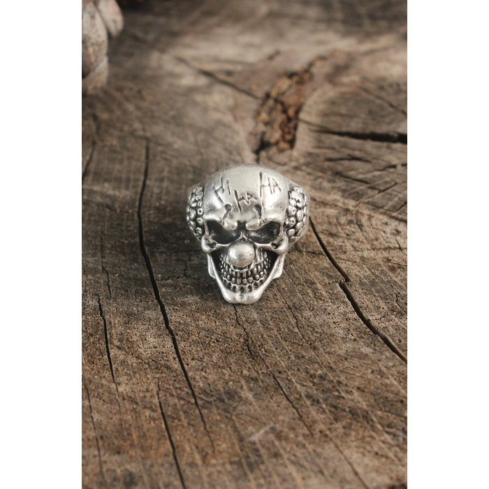 ÇOK SATAN Antik Gümüş Renk Palyaço Model Ayarlanabilir Erkek Yüzük