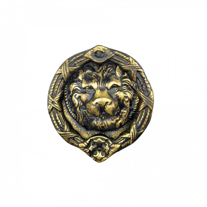 ÇOK SATAN Antika Tarz Dekoratif Pirinç Aslan Kapı Tokmağı, Taktak - 185 mm, Antik