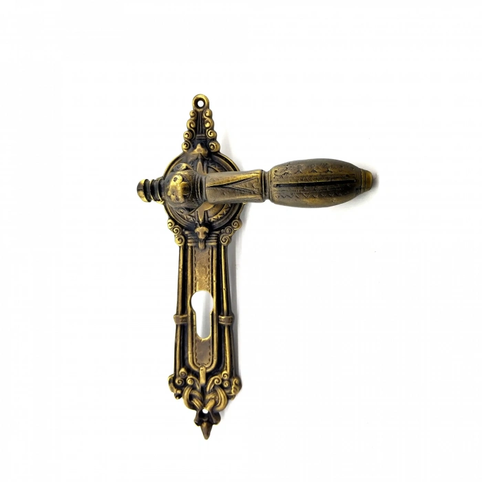 ÇOK SATAN Antika Tarz Dekoratif Pirinç Şato Model Oda Kapı Kolu - 262x83 mm, Antik