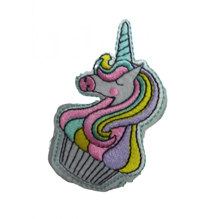 ÇOK SATAN Aplike Ütü İle Yapışan Unicorn At Yeşil Arma 4 cm