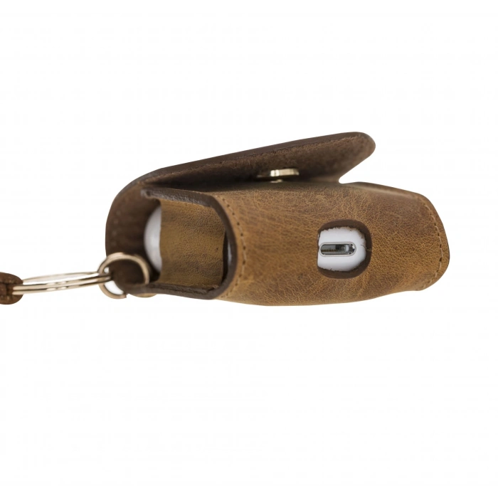 ÇOK SATAN Apple AirPods 2.nesil Uyumlu Deri Kılıf Mai Snap G19 Taba