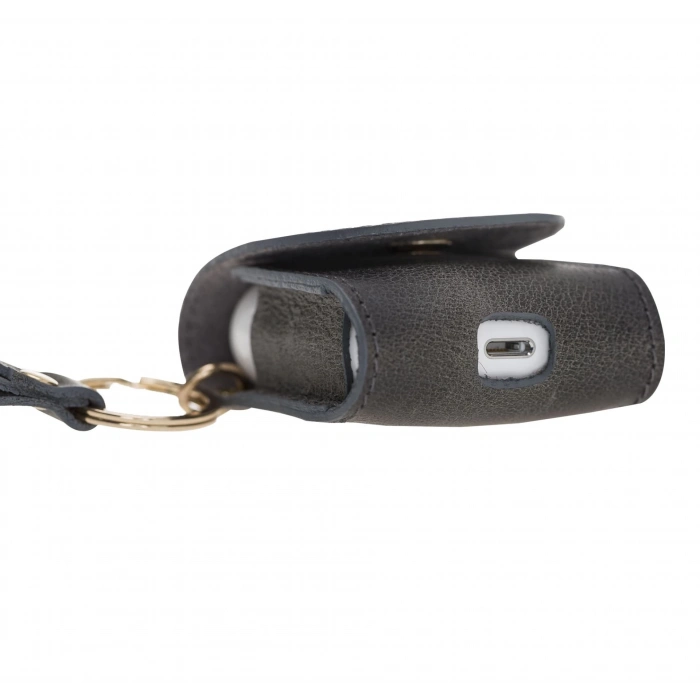 ÇOK SATAN Apple AirPods 2.nesil Uyumlu Deri Kılıf Mai Snap TN18 Gri