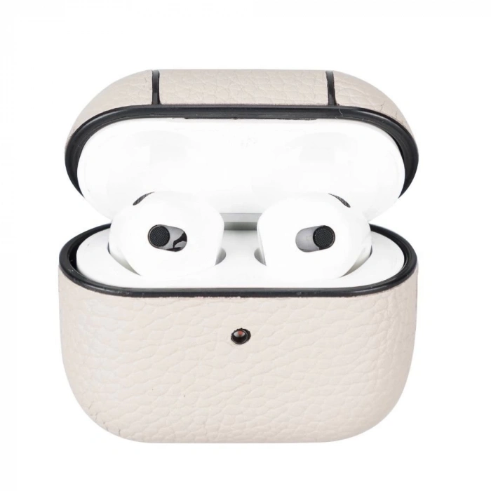 ÇOK SATAN Apple AirPods 3.nesil Uyumlu Deri Kılıf Juni ERC3 Bej