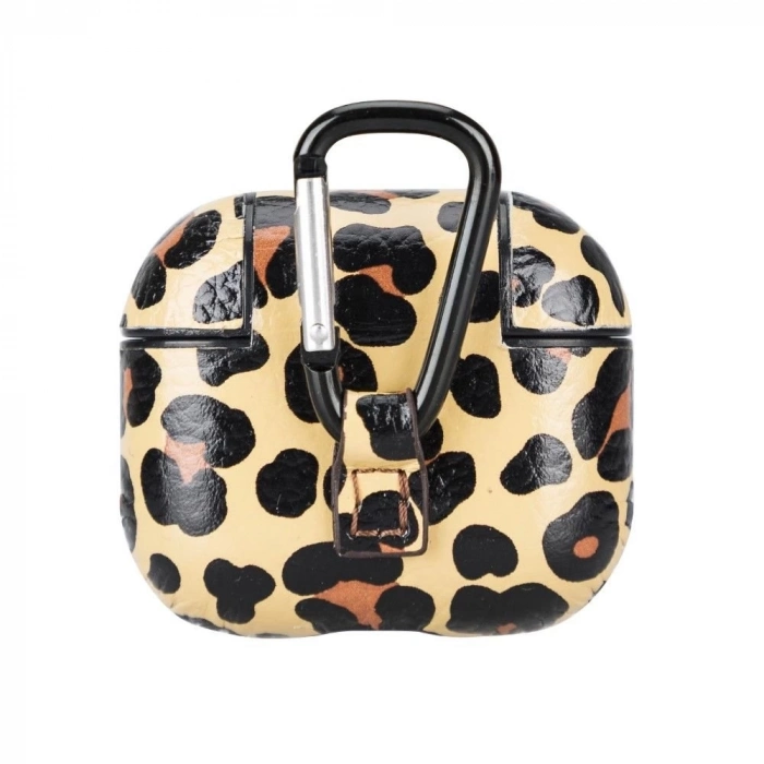 ÇOK SATAN Apple AirPods 3.nesil Uyumlu Deri Kılıf Juni LEO-NE Leopar