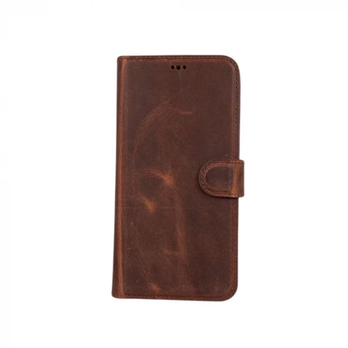 ÇOK SATAN Apple iPhone 11 Pro Max Uyumlu Deri Cüzdanlı Kılıf RFID G2 Kahve