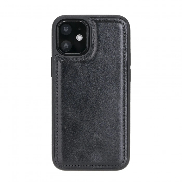 ÇOK SATAN Apple iPhone 12 mini Uyumlu Deri Arka Kapak RST1 Siyah