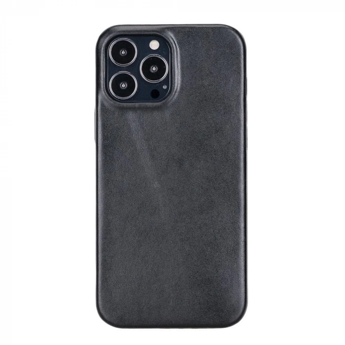 ÇOK SATAN Apple iPhone 13 Pro Max Uyumlu Deri Arka Kapak ROCK RST1 Siyah