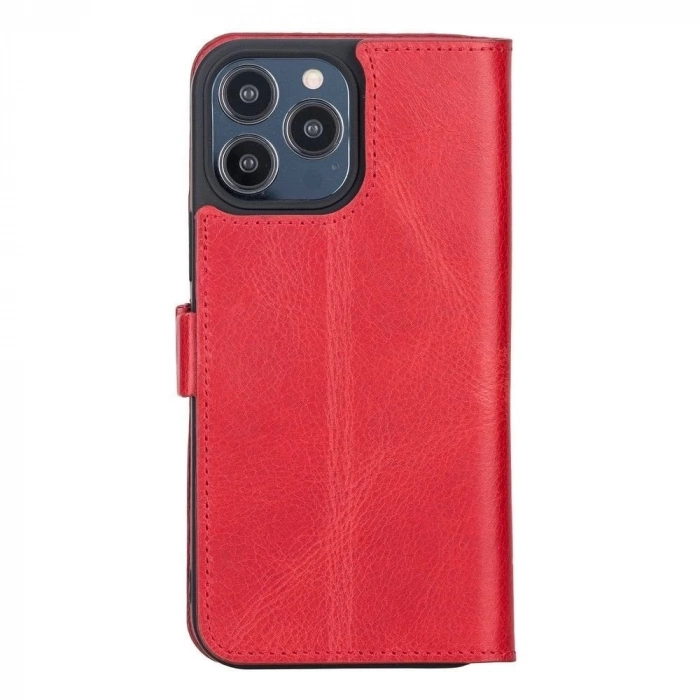 ÇOK SATAN Apple iPhone 13 Pro Max Uyumlu Deri Cüzdanlı Kılıf Nar Çiçeği