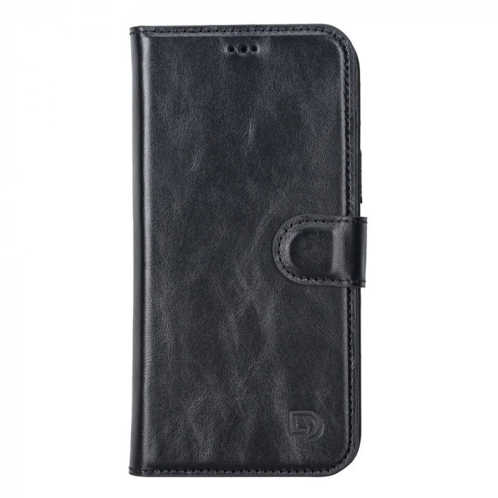 ÇOK SATAN Apple iPhone 13 Pro Max Uyumlu Deri Cüzdanlı Kılıf Rustik Siyah