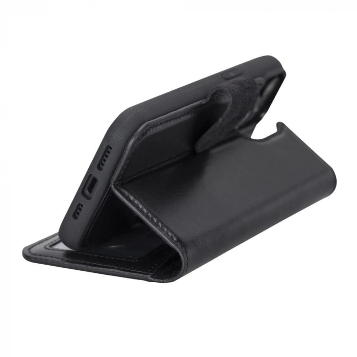 ÇOK SATAN Apple iPhone 14 Uyumlu Deri Cüzdanlı Kılıf MWWN RST1 Siyah