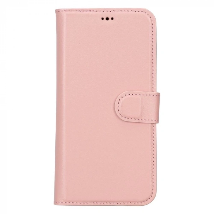 ÇOK SATAN Apple iPhone 15 Pro Max Uyumlu Deri Cüzdanlı Kılıf MWWN NU2 Pembe