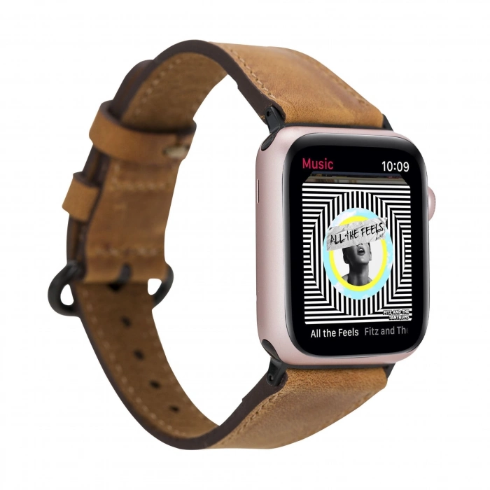 ÇOK SATAN Apple Watch Uyumlu Deri Kordon 38-40-41mm Roma G19 Taba
