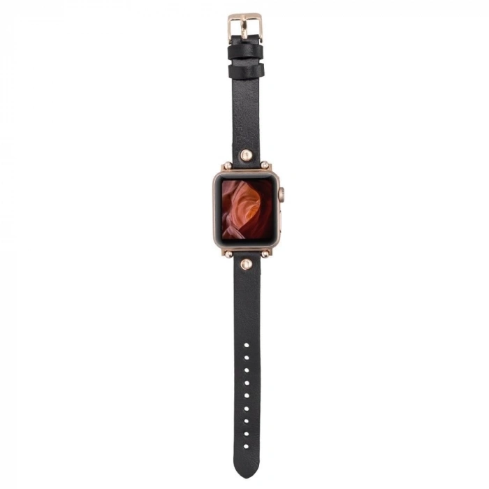 ÇOK SATAN Apple Watch Uyumlu Deri Kordon 38-40-41mm RT RST1 Siyah