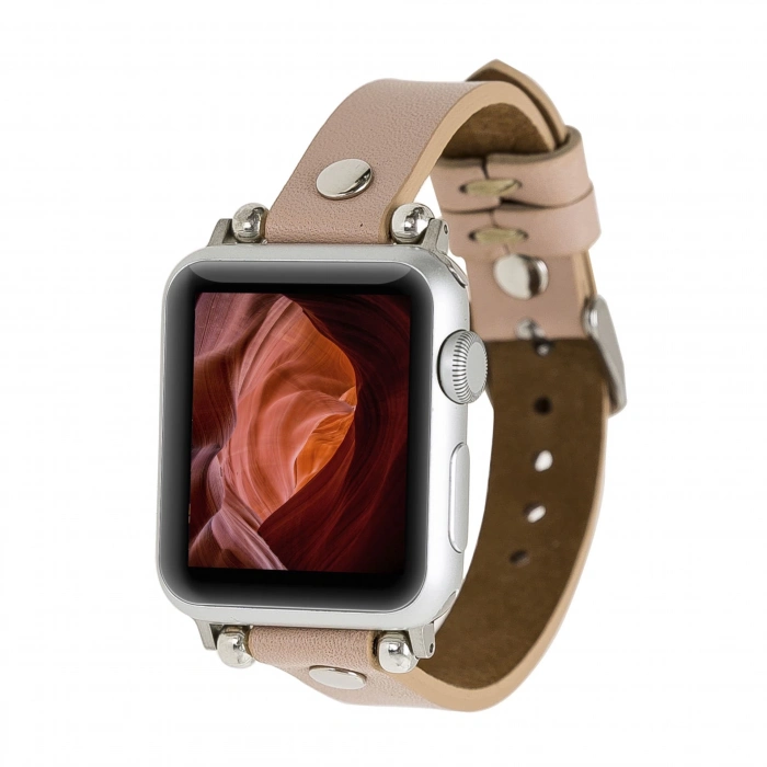 ÇOK SATAN Apple Watch Uyumlu Deri Kordon 38-40-41mm ST NU1 Pembe
