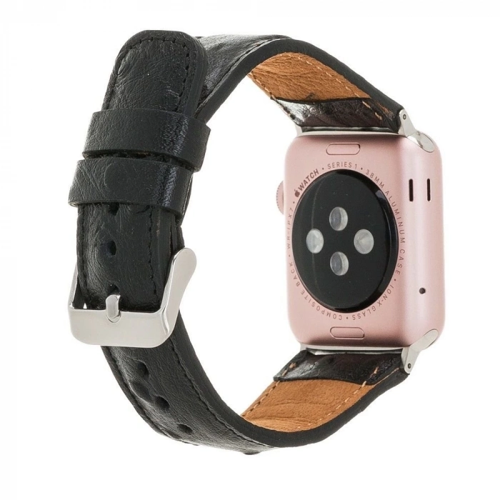 ÇOK SATAN Apple Watch Uyumlu Deri Kordon 42-44-45mm DE5 Siyah