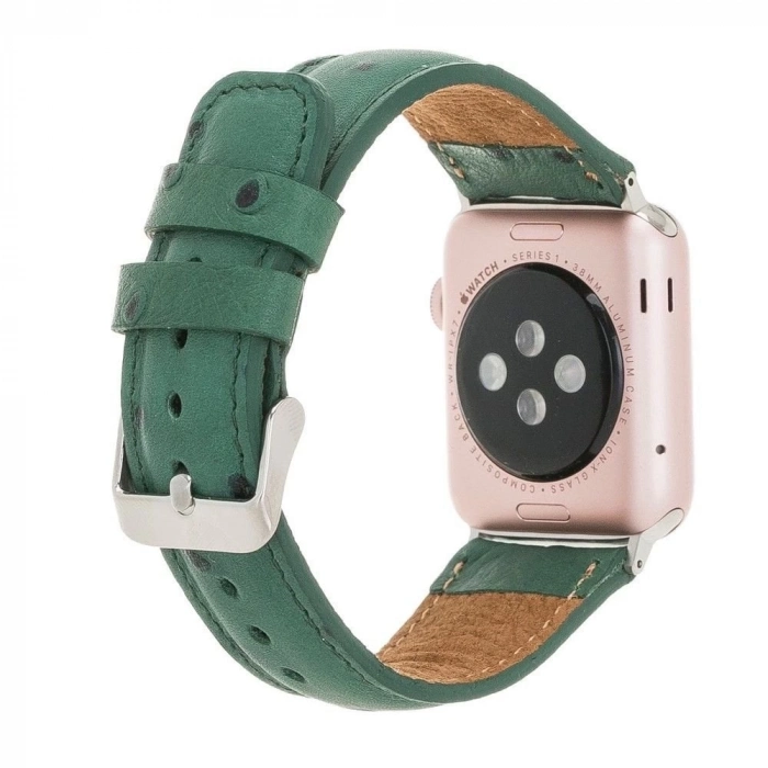 ÇOK SATAN Apple Watch Uyumlu Deri Kordon 42-44-45mm DE6 Yeşil