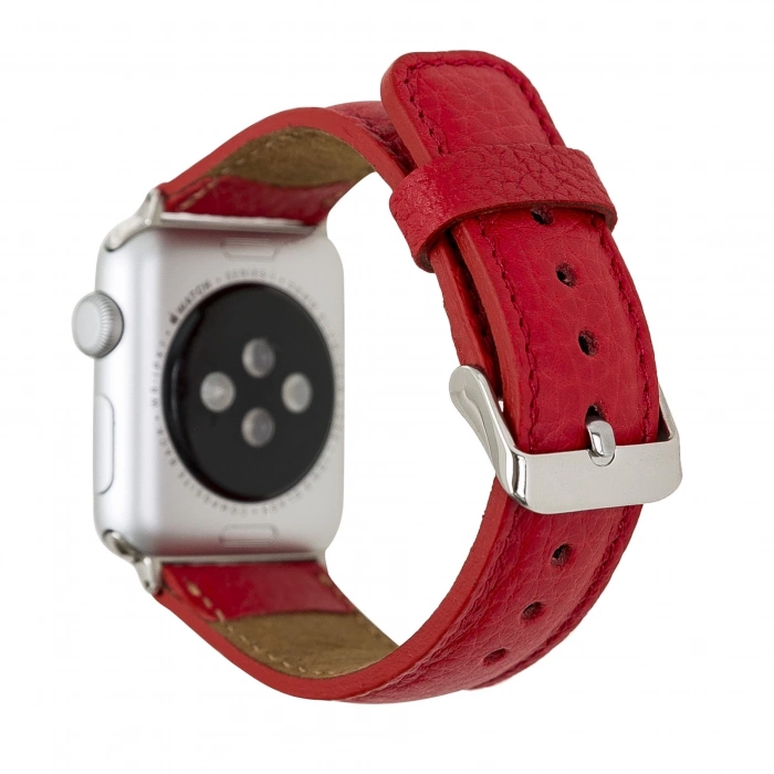 ÇOK SATAN Apple Watch Uyumlu Deri Kordon 42-44-45mm ERC2 Kırmızı