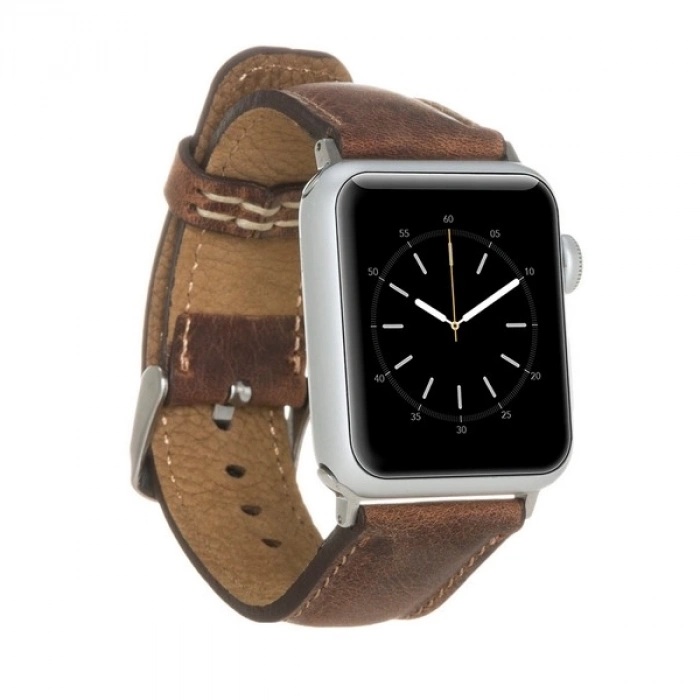 ÇOK SATAN Apple Watch Uyumlu Deri Kordon 42-44-45mm G2 Kahverengi