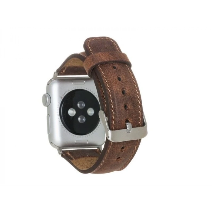 ÇOK SATAN Apple Watch Uyumlu Deri Kordon 42-44-45mm G2 Kahverengi