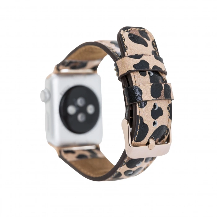 ÇOK SATAN Apple Watch Uyumlu Deri Kordon 42-44-45mm Leopar NE