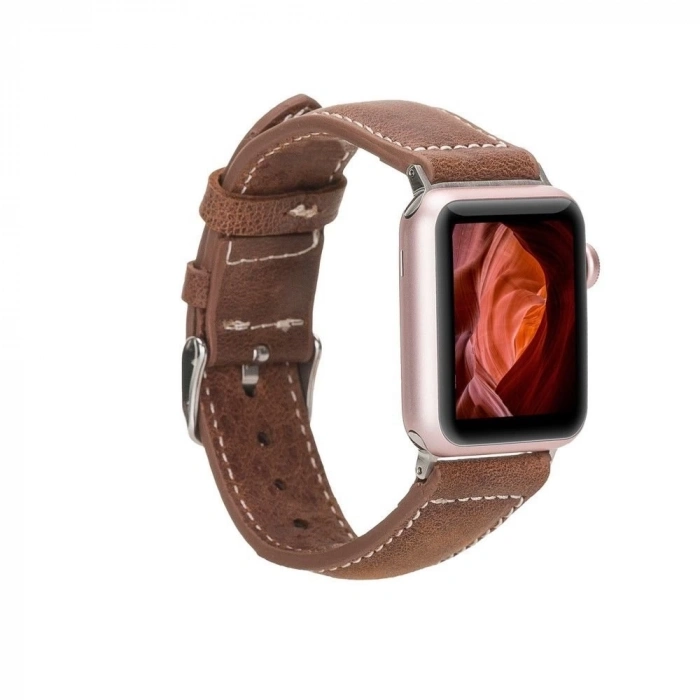 ÇOK SATAN Apple Watch Uyumlu Deri Kordon 42-44-45mm NM1-AS2 Taba