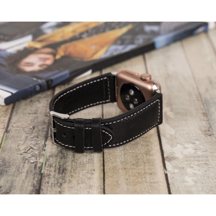 ÇOK SATAN Apple Watch Uyumlu Deri Kordon 42-44-45mm NM4-AS1 Siyah