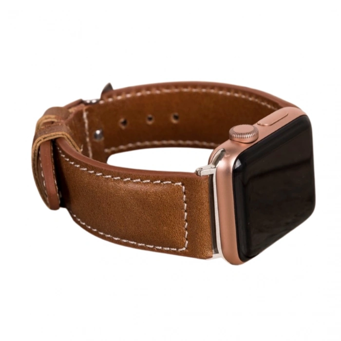 ÇOK SATAN Apple Watch Uyumlu Deri Kordon 42-44-45mm NM4-AS2 Taba