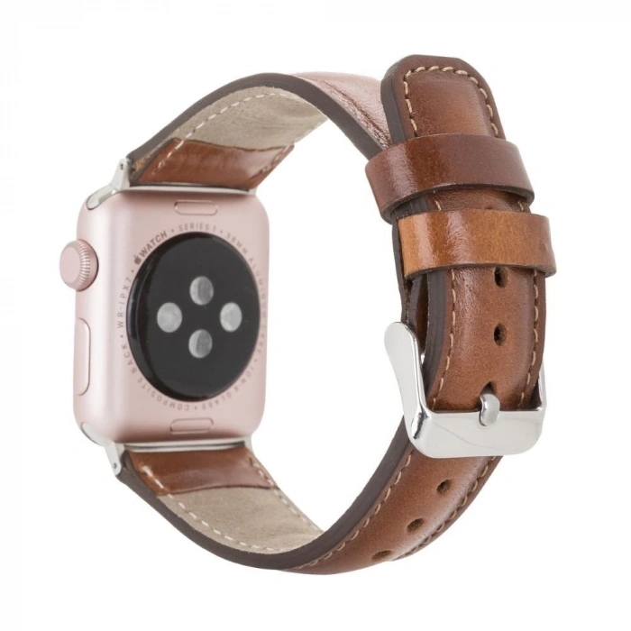 ÇOK SATAN Apple Watch Uyumlu Deri Kordon 42-44-45mm RST2EF Taba