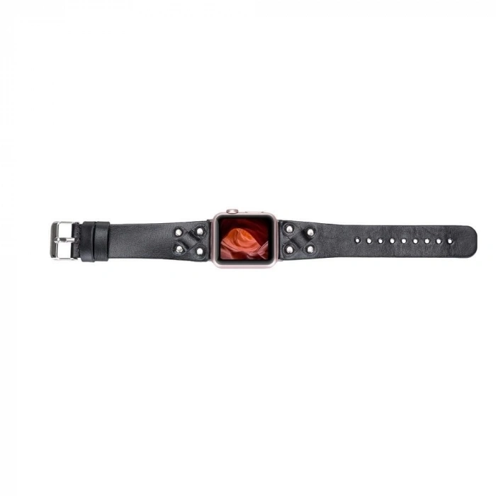 ÇOK SATAN Apple Watch Uyumlu Deri Kordon Cross 42-44-45mm ST RST1