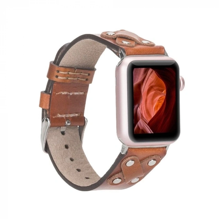 ÇOK SATAN Apple Watch Uyumlu Deri Kordon Cross 42-44-45mm ST RST2E