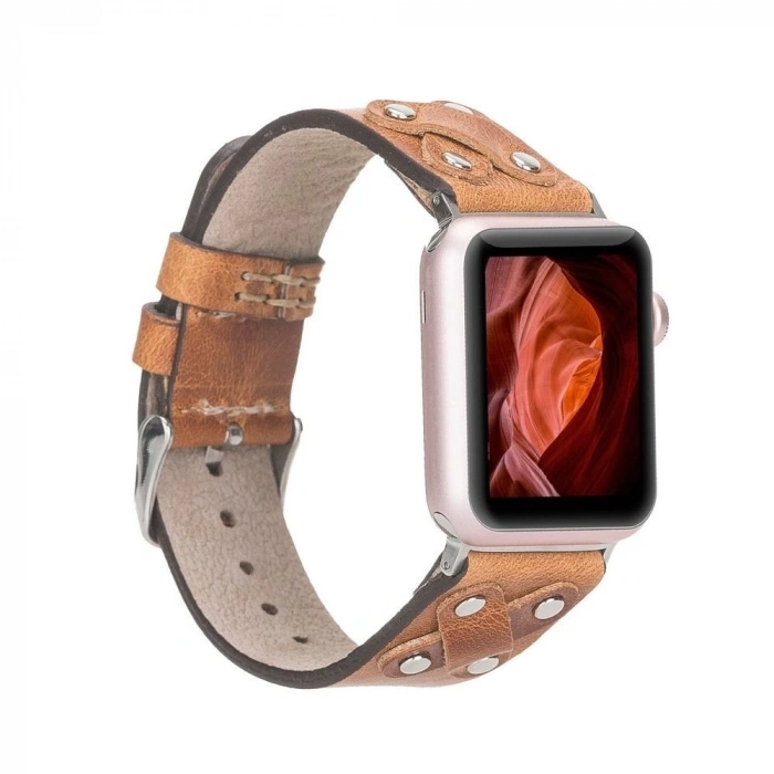 ÇOK SATAN Apple Watch Uyumlu Deri Kordon Cross 42-44-45mm ST V18