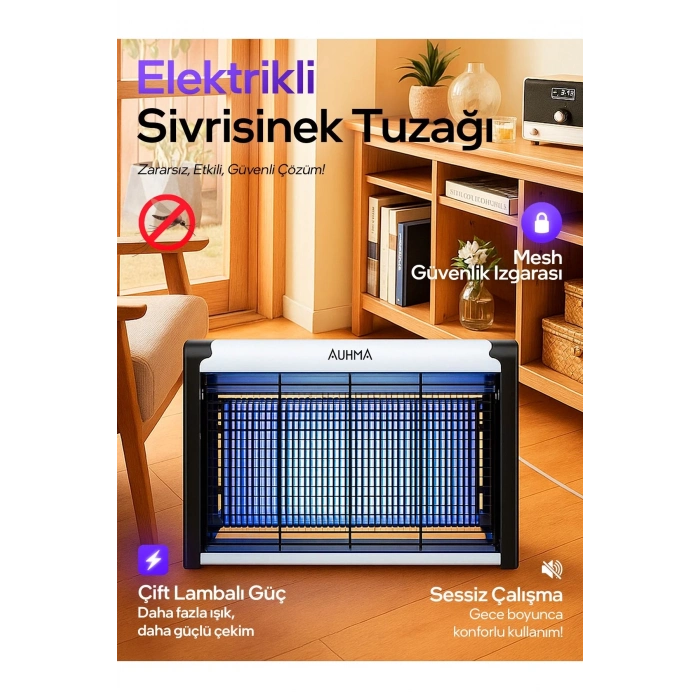 ÇOK SATAN Aqm01 Çift Ampullü Elektrikli Sineklik | Sivrisinek Kovucu & Yakalama Cihazı | 30 M² Etki Alan